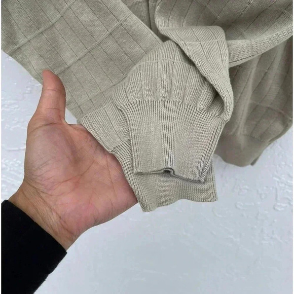 Pronto Uomo Mens Striped Pattern Long Sleeve Sweater Beige Sz XL - Picture 7 of 8